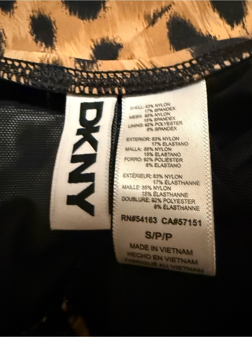 DKNY Leopard Print Cami in Black & Camel - Picture 3 of 6